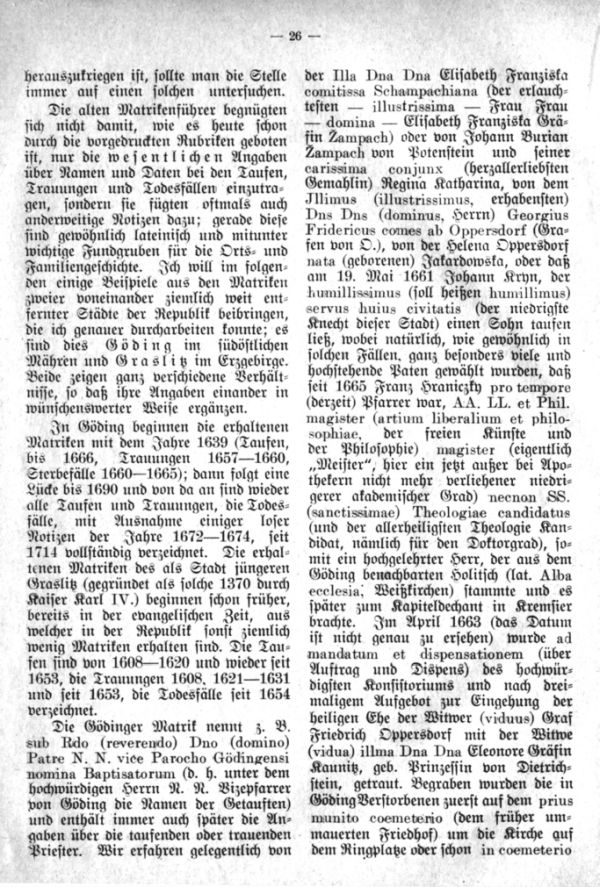 Latein in Kirchenmatriken -  2