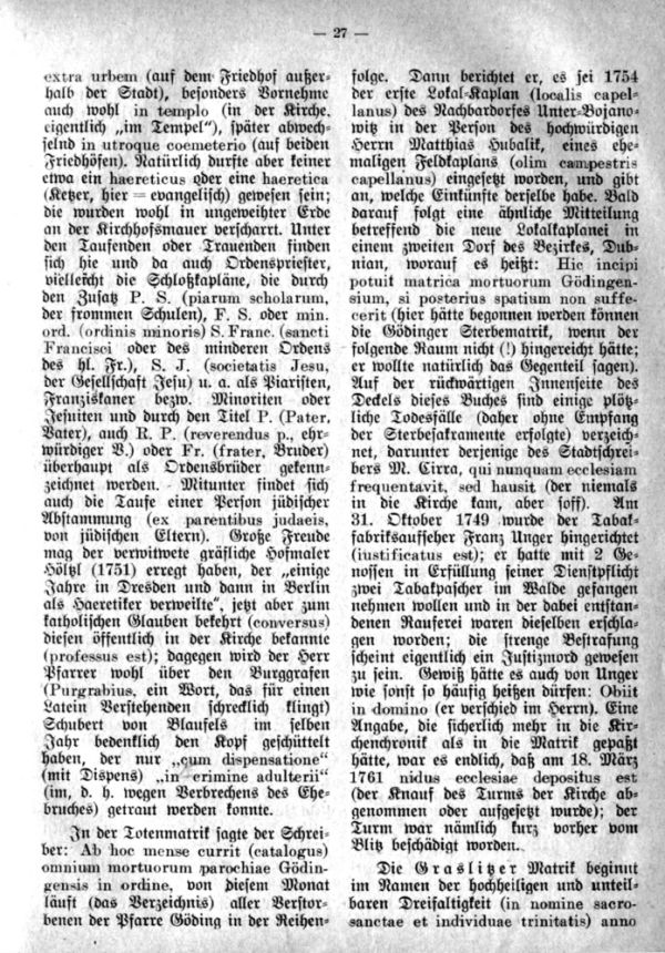 Latein in Kirchenmatriken -  3