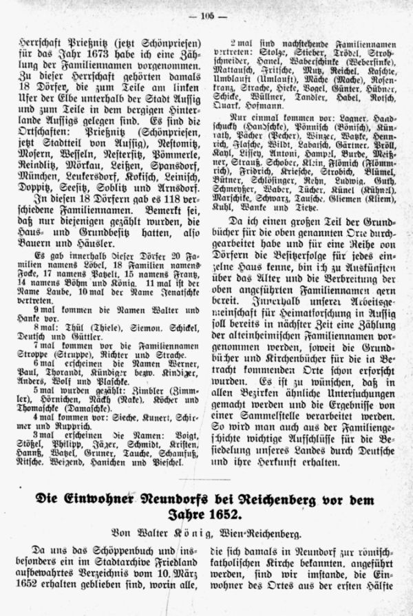 Die Einwohner Neundorfs bei Reichenberg vor dem Jahre 1652 - 1