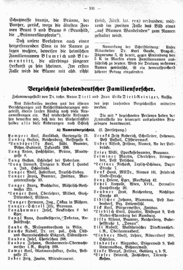 Verzeichnis sudetendeutscher Familienforscher - 1