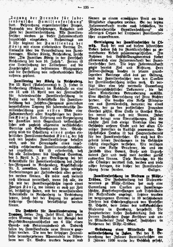 Familientag der König in Reichengerg - Familienforschung im Museum zu Mähr.-Trübau