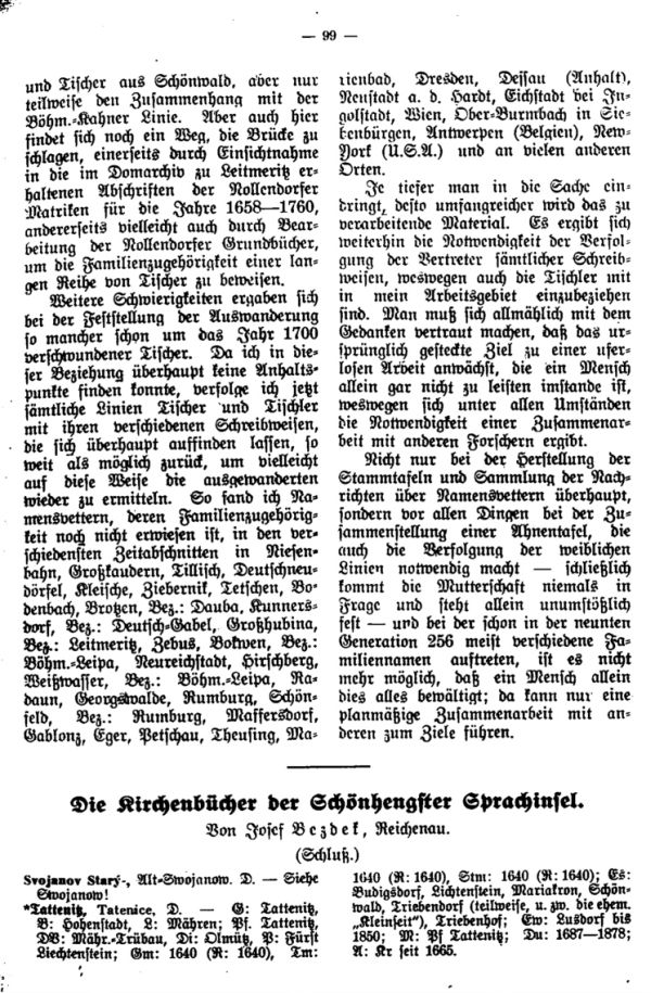 Die Kirchenbücher der Schönhengster Sprachinsel - 1