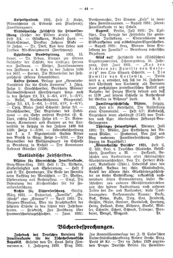 Jahrbuch des Deutschen Vereines für Familiengeschichte für die Tschechosl. Republik
