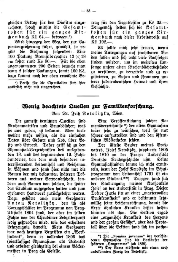 Wenig beachtete Quellen zur Familienforschung - 1