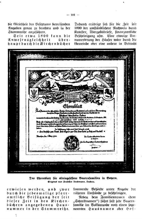 Richtlinien für die Verleihung des Ehrenblattes an alteingessesene Bauernfamilien durch den Bayrischen Landwirtschaftsrat - 3