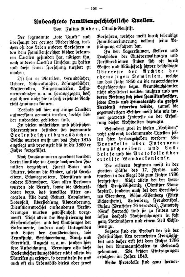 Unbeachtete familiengeschichtliche Quellen - 1