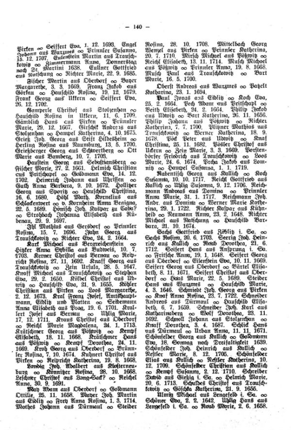 Ortsfremde in der ältesten Traumatrik des Dorfes Platten bei Komotau (1638-1723) - 2