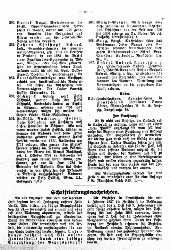 Schriftleitungsnachrichten