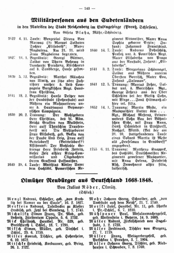 Olmützer Neubürger aus Deutschland 1668-1848 - 1