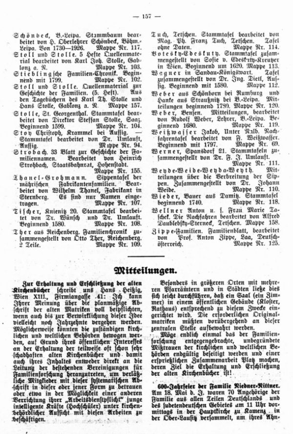 Zur Erhaltung und Erschließung der alten Kirchenbücher - 600-Jahrfeier der Familie Niedner-Nittner