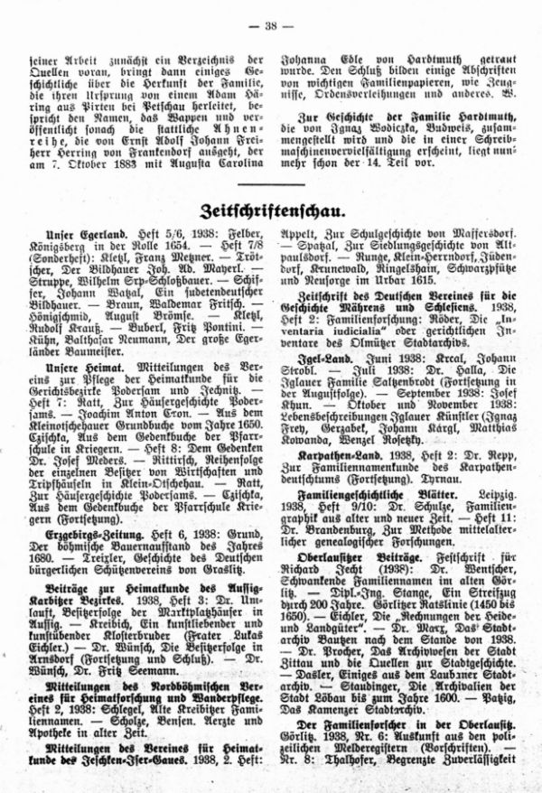 Zeitschriftenschau - Zur Geschichte der Familie Hardmuth, Budweis