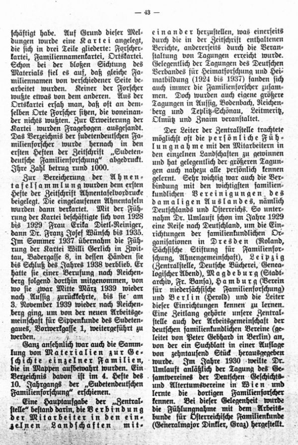 Rückblick auf die Tätigkeit der Zentralstelle für sudetendeutsche Familienforschung - 3