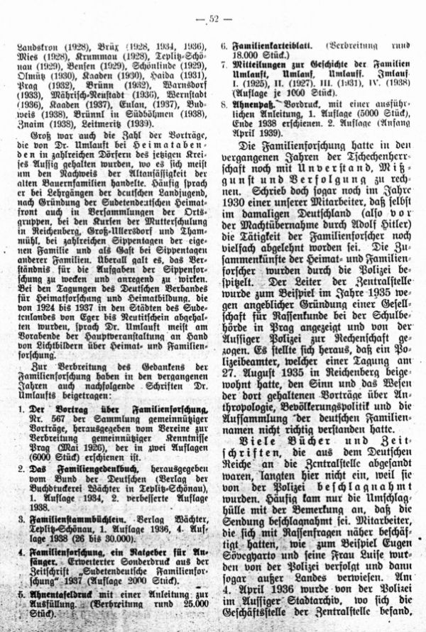 Rückblick auf die Tätigkeit der Zentralstelle für sudetendeutsche Familienforschung - 12