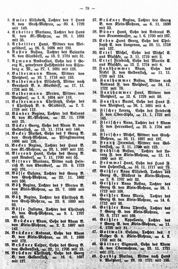 Trauungen von Orstfremden in Klein-Mohrau bei Mähr.-Schönberg von 1680-1730 - 2