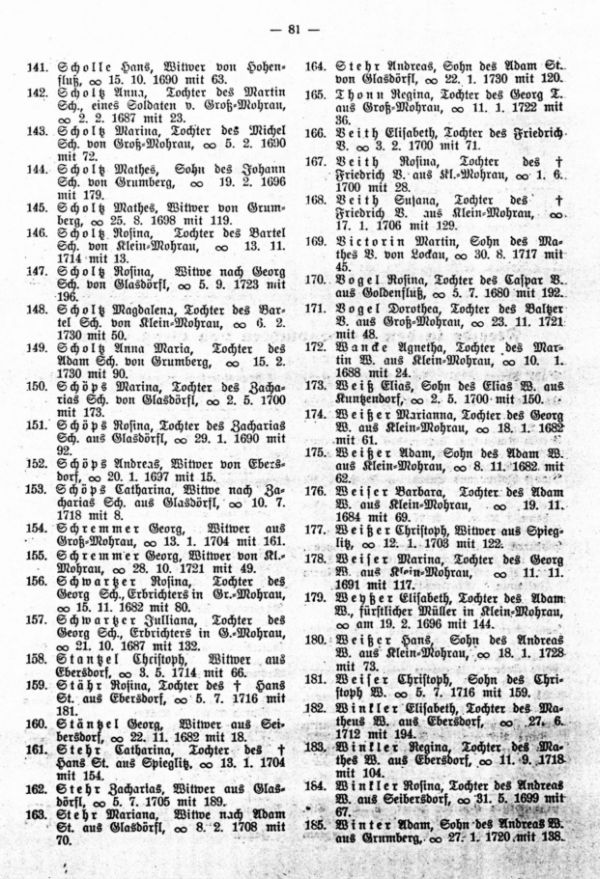 Trauungen von Orstfremden in Klein-Mohrau bei Mähr.-Schönberg von 1680-1730 - 5