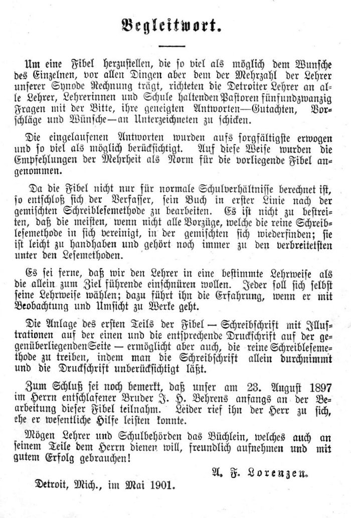 Deutsche Fibel -Begleitwort