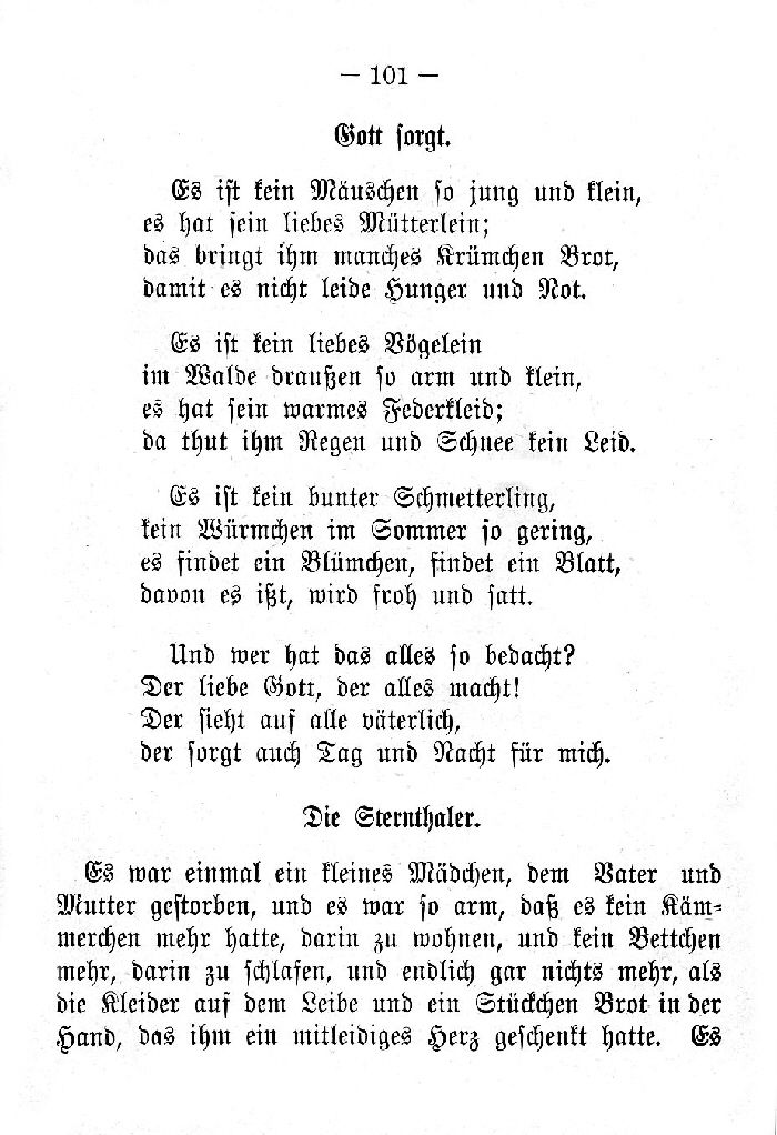 Deutsche Fibel -Gott sorgt - Die Sterntaler