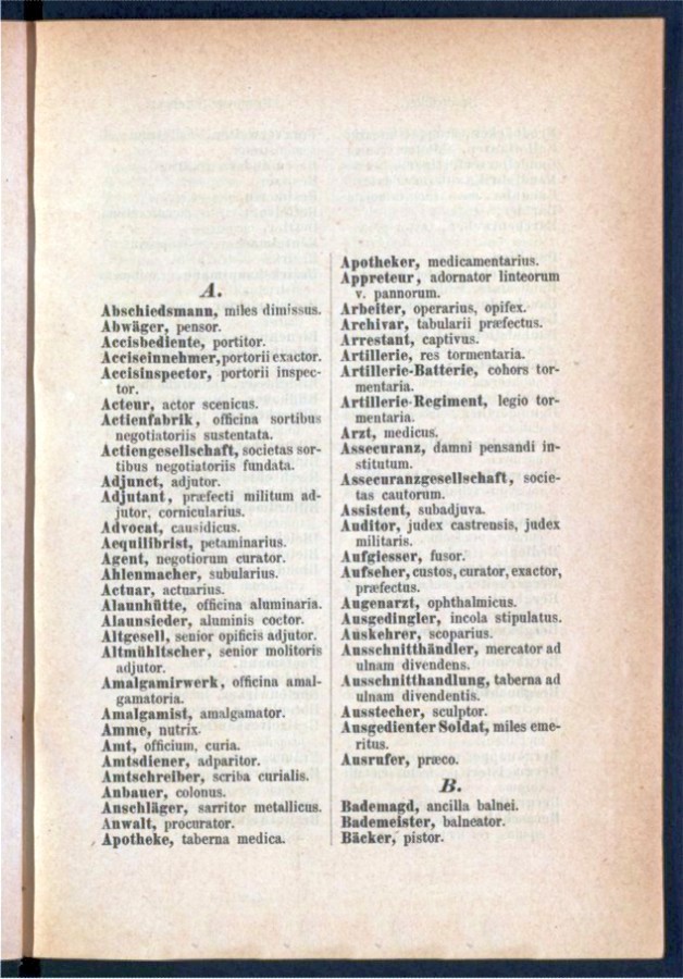 Teil 1 Deutsch - Latein / von 'Abschiedsmann' bis 'Bäcker'